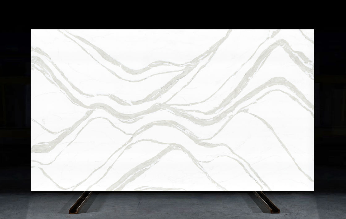 OLK7528 Επιφάνειες από χαλαζία, αγαπημένες των εργολάβων και χονδρεμπόρων, σε στυλ φυσικής πέτρας Big Wave